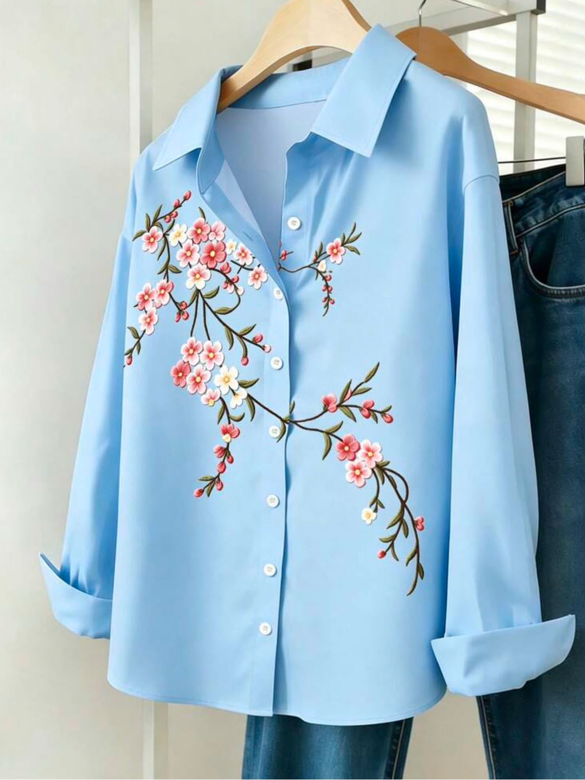 Embroidered Floral Shirt – DS03