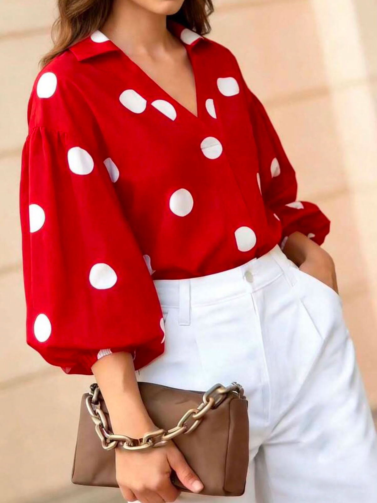 Red & White Dotted Style Top – DS16