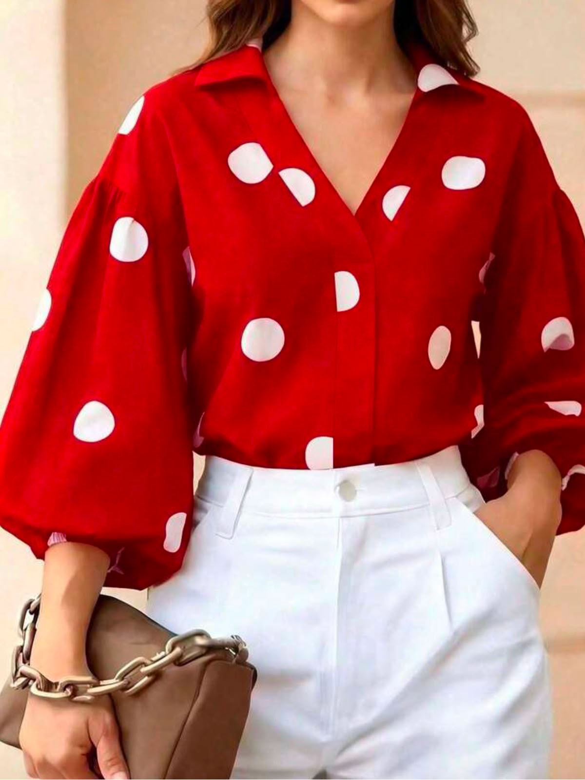 Red & White Dotted Style Top – DS16