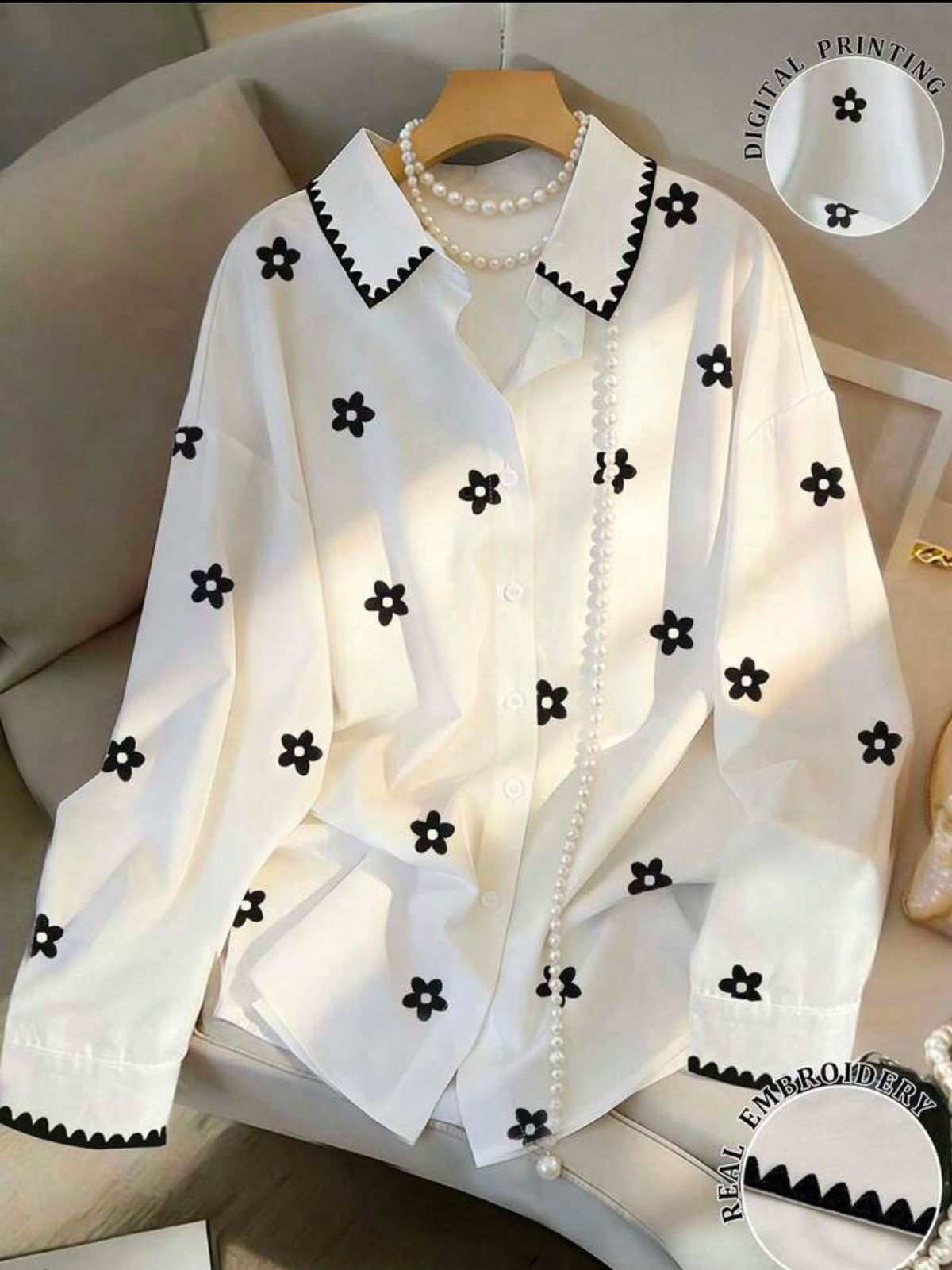 Black & White Floral Top – DS15