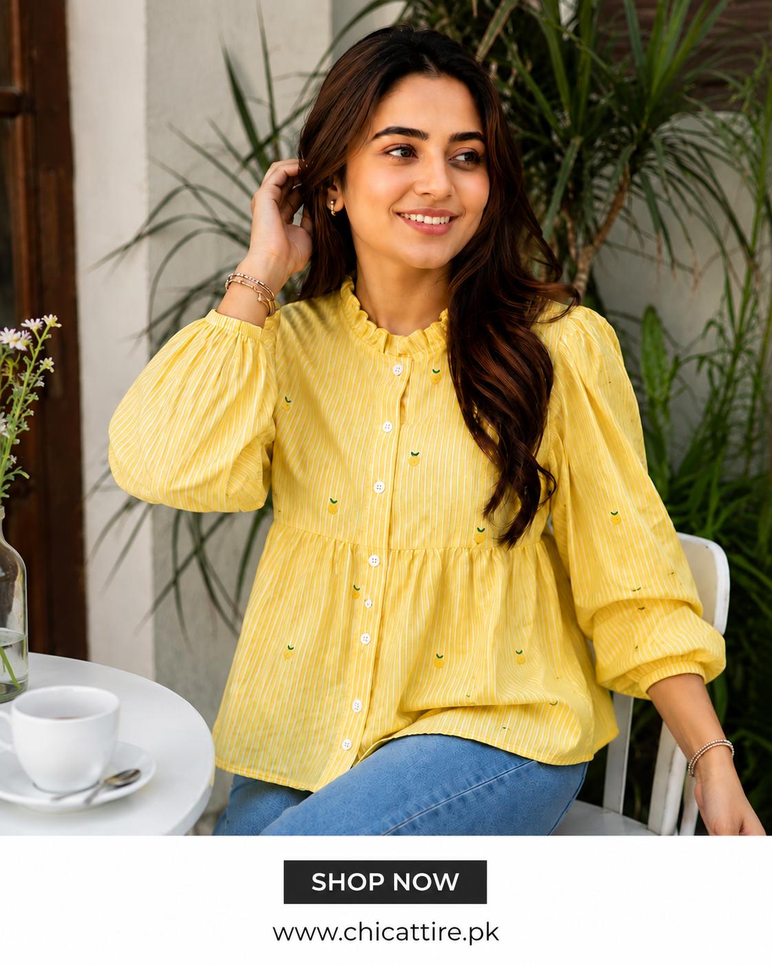 Yellow Striped Cotton Top