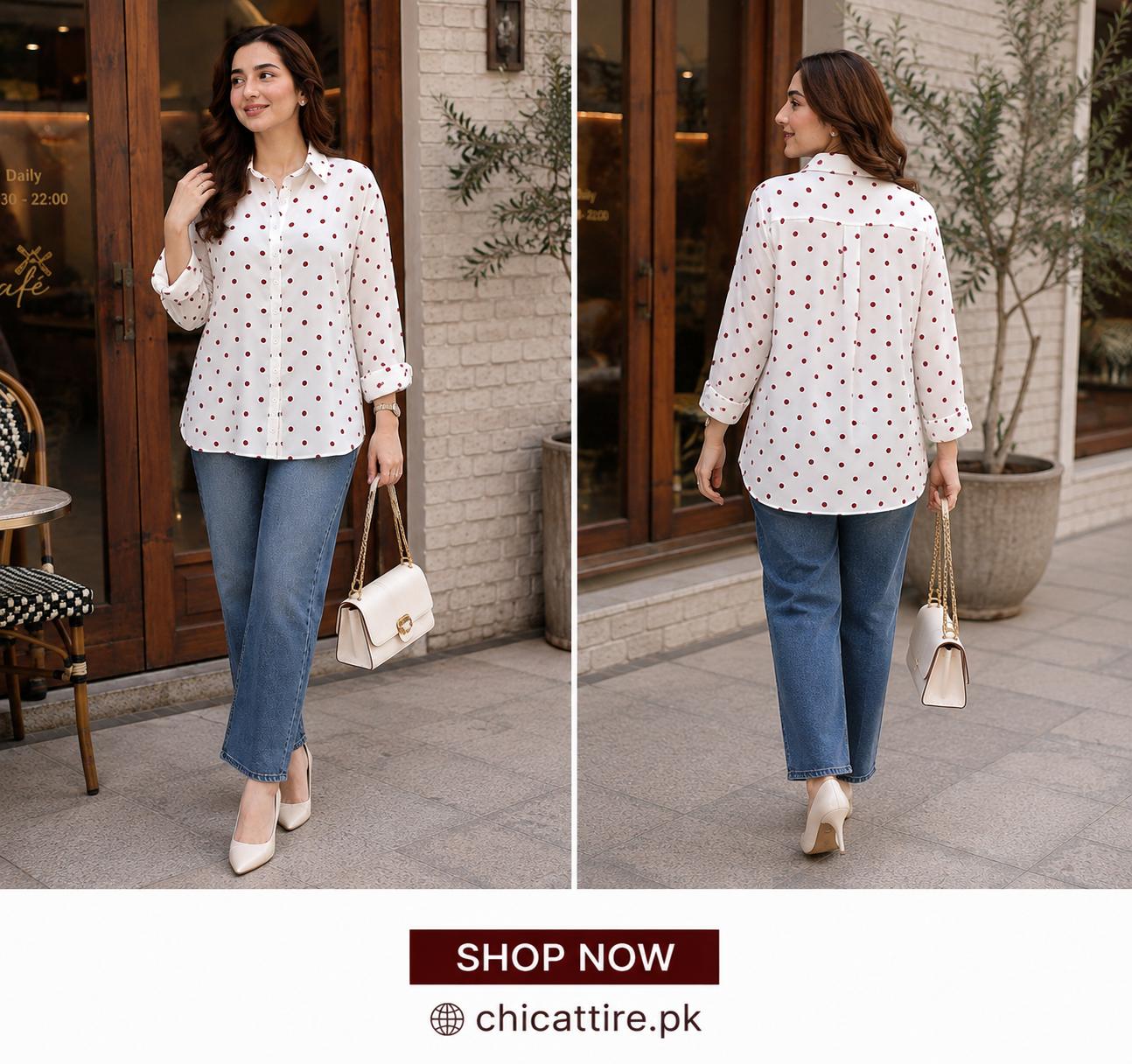 Red Polka Dot Silk Shirt