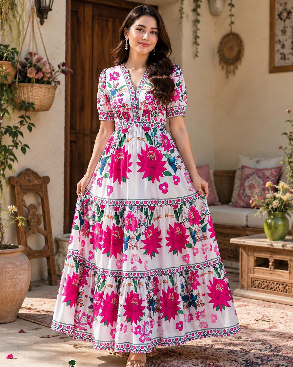 Floral Printed Cotton Frock