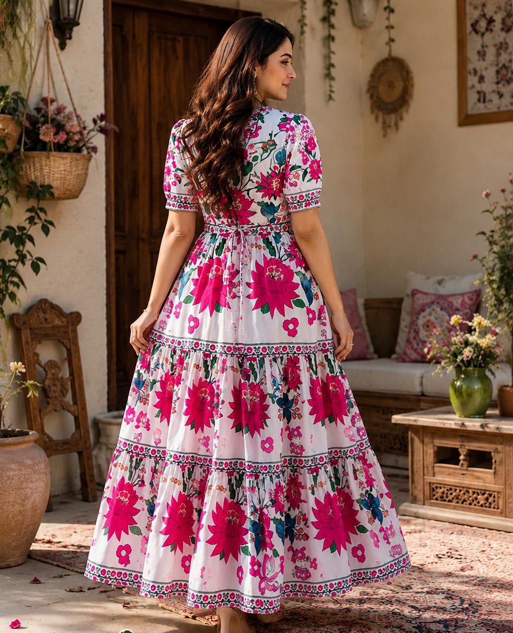 Floral Printed Cotton Frock